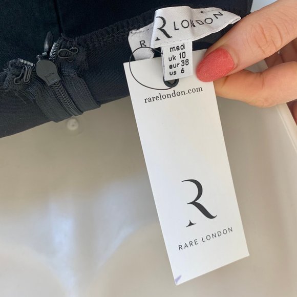 Rare London Black Bodycon Midi Sexy Dress _ 6 - Picture 7 of 7